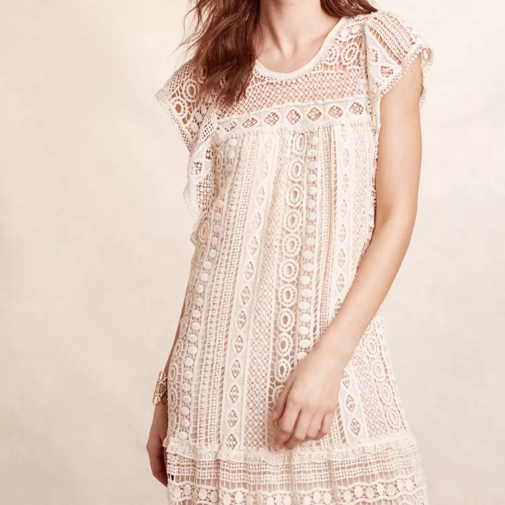 NWT Anthropologie Maeve Crochet Lace Tunic Dress, Size Medium